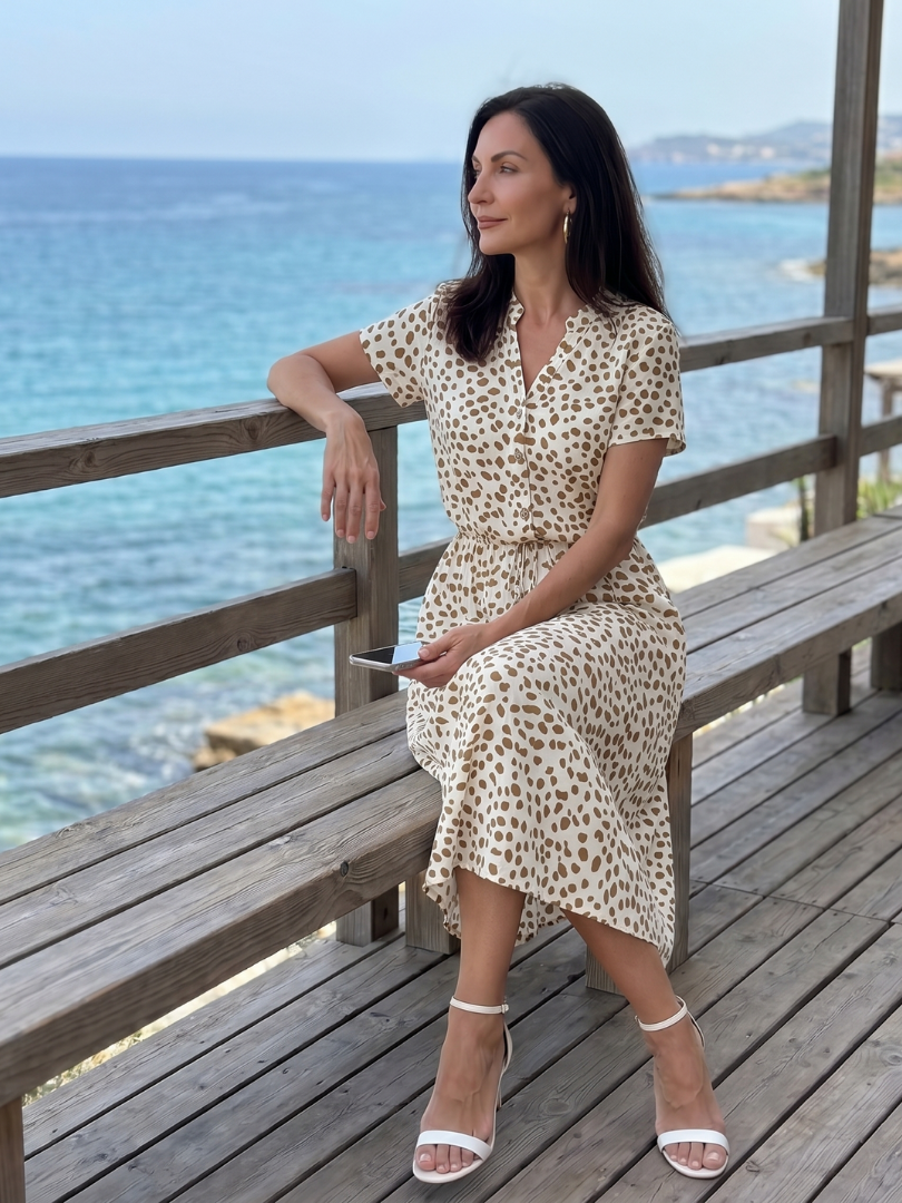 Fernanda | Printed Button-Front Belted Midi Dress