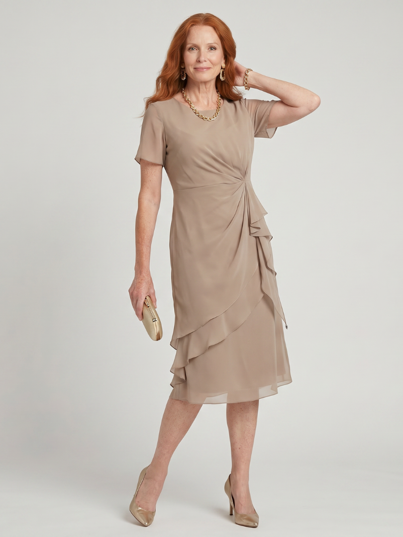 Eira | Short Sleeve Layered Hem Midi Dress