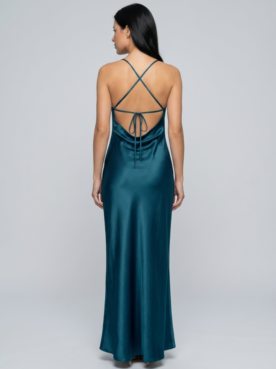 Sia | Cowl Neck Maxi Dress with Open Back