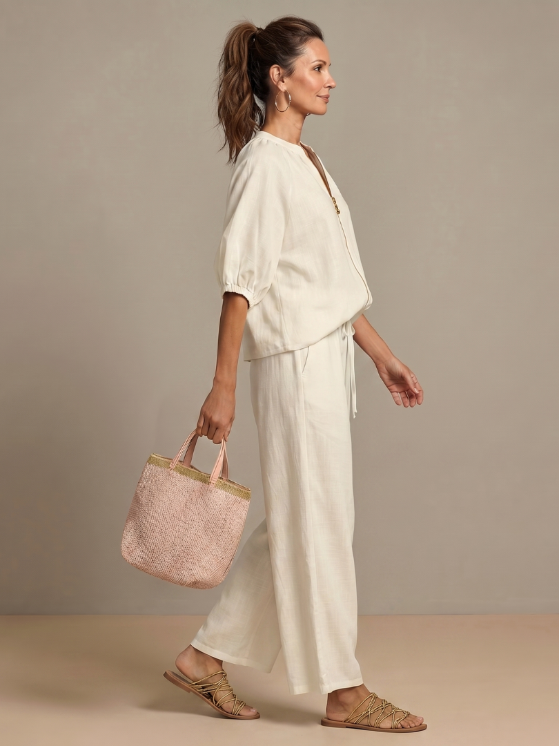 Isabela | Zip Front Blouson Top Wide Leg Co-ord Set