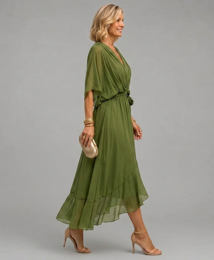 Senna | V-Neck Flowy Midi Dress