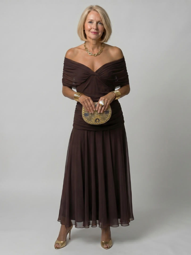 Liv | Off-Shoulder Flowy Midi Dress