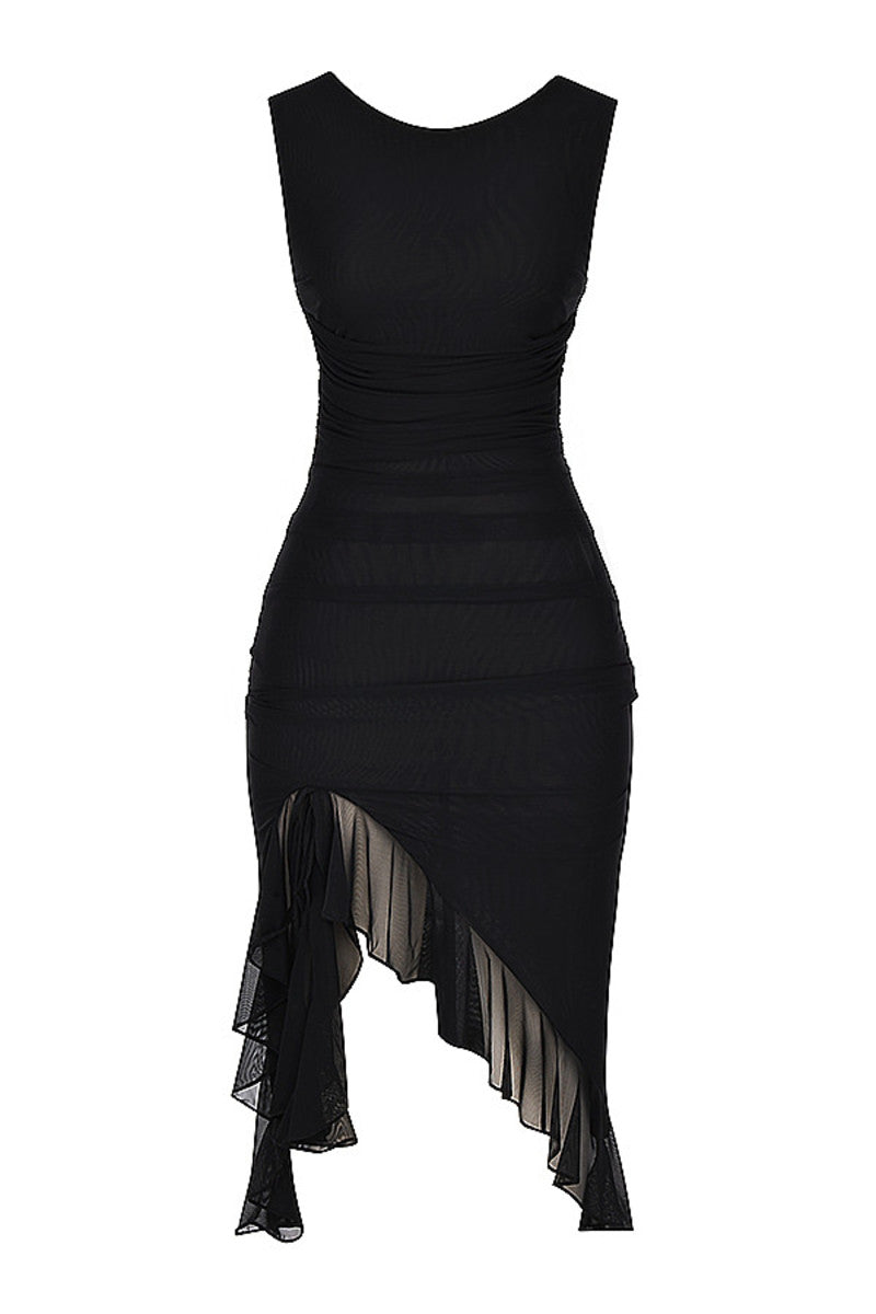 Rema | Ruffle Side Split Midi Dress