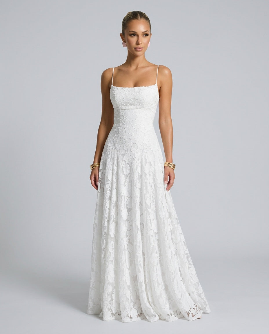 Valenne | Spaghetti Strap Full Lace Maxi Dress
