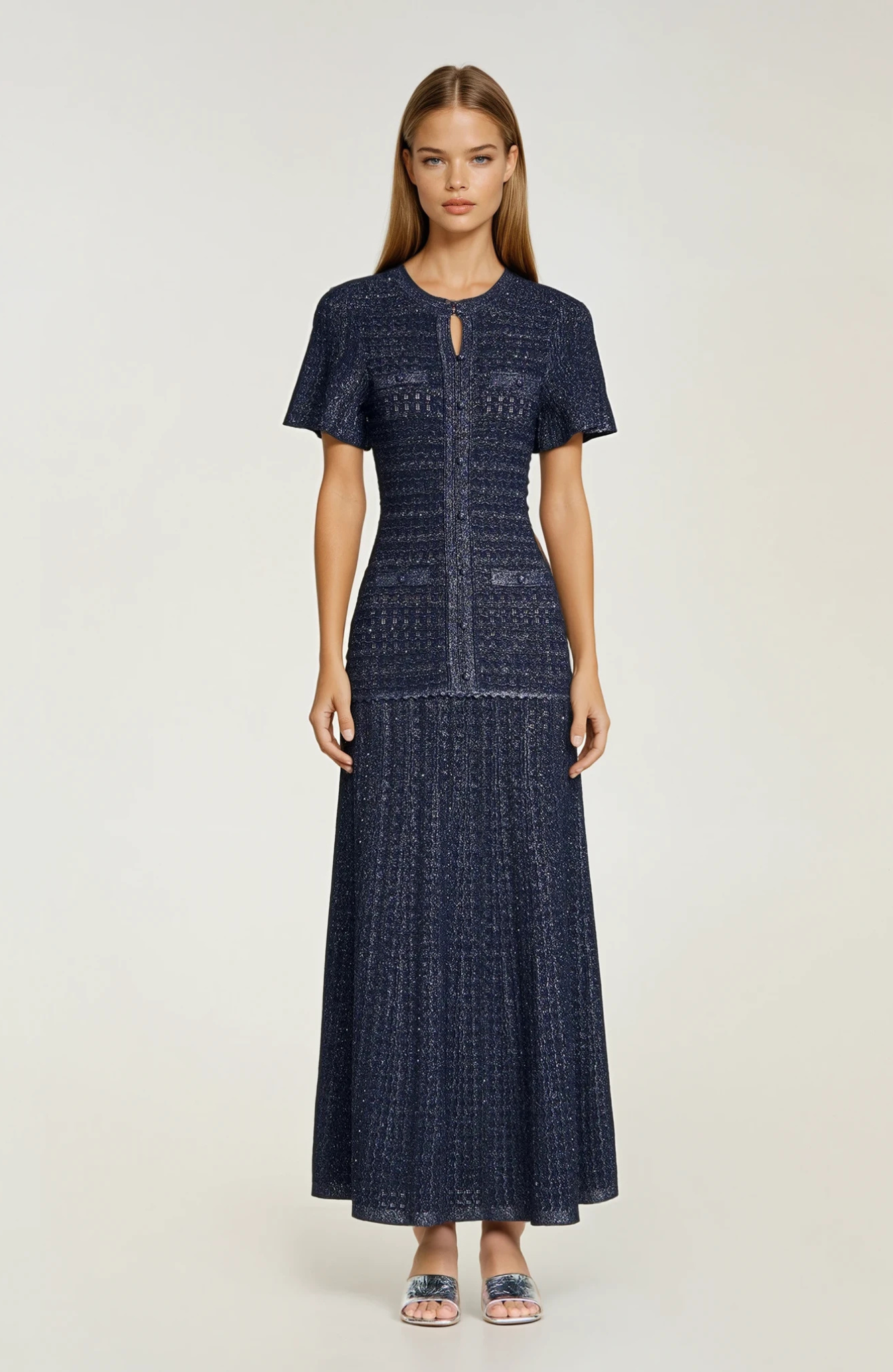 Camille | Rhinestone Knit Maxi Dress