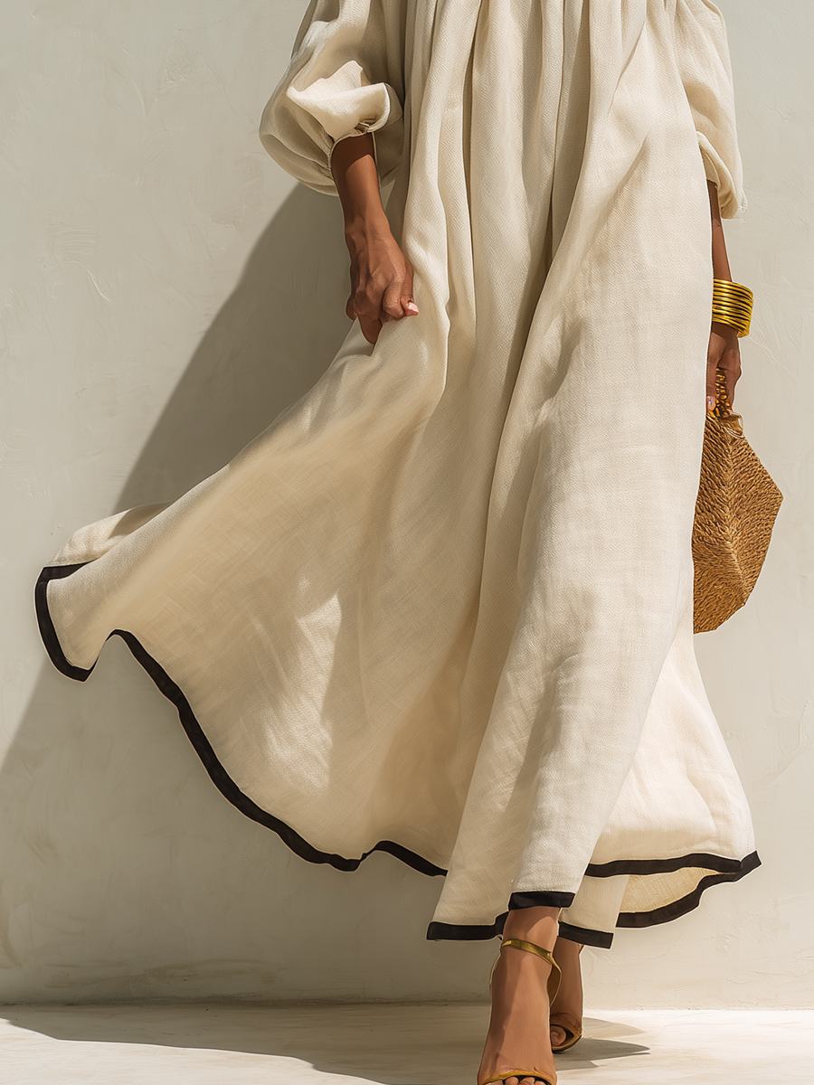 Solara | Loose Fit Colour Block Off-Shoulder Maxi Dress