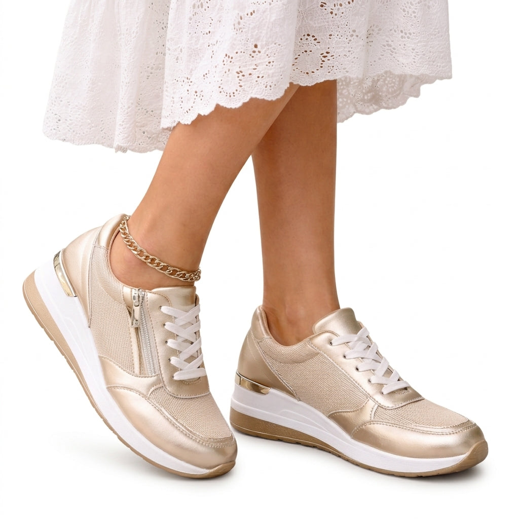 Kaia | Metallic Lace-Up Sneakers
