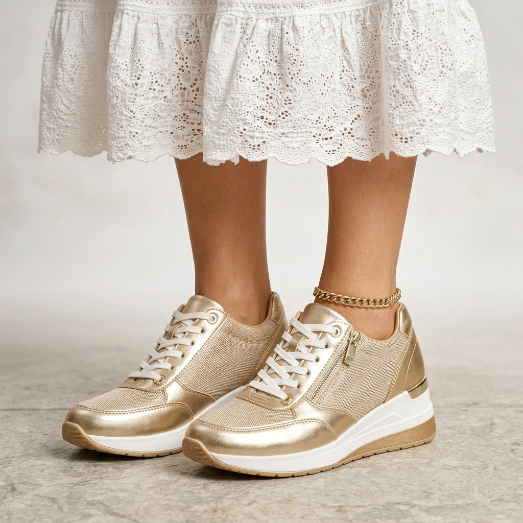 Kaia | Metallic Lace-Up Sneakers
