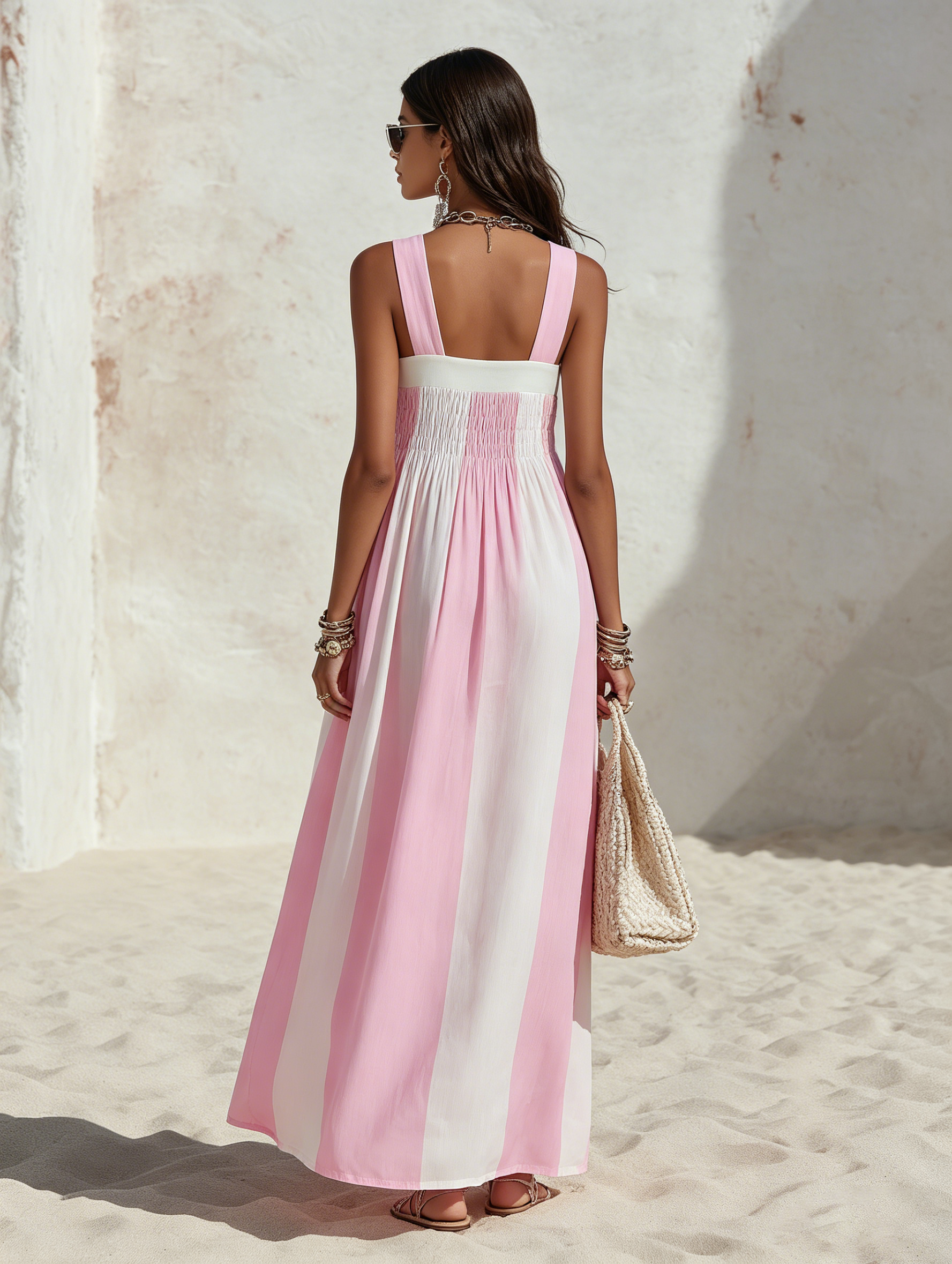 Winnie | Square Neck Striped Sleeveless Maxi Dress