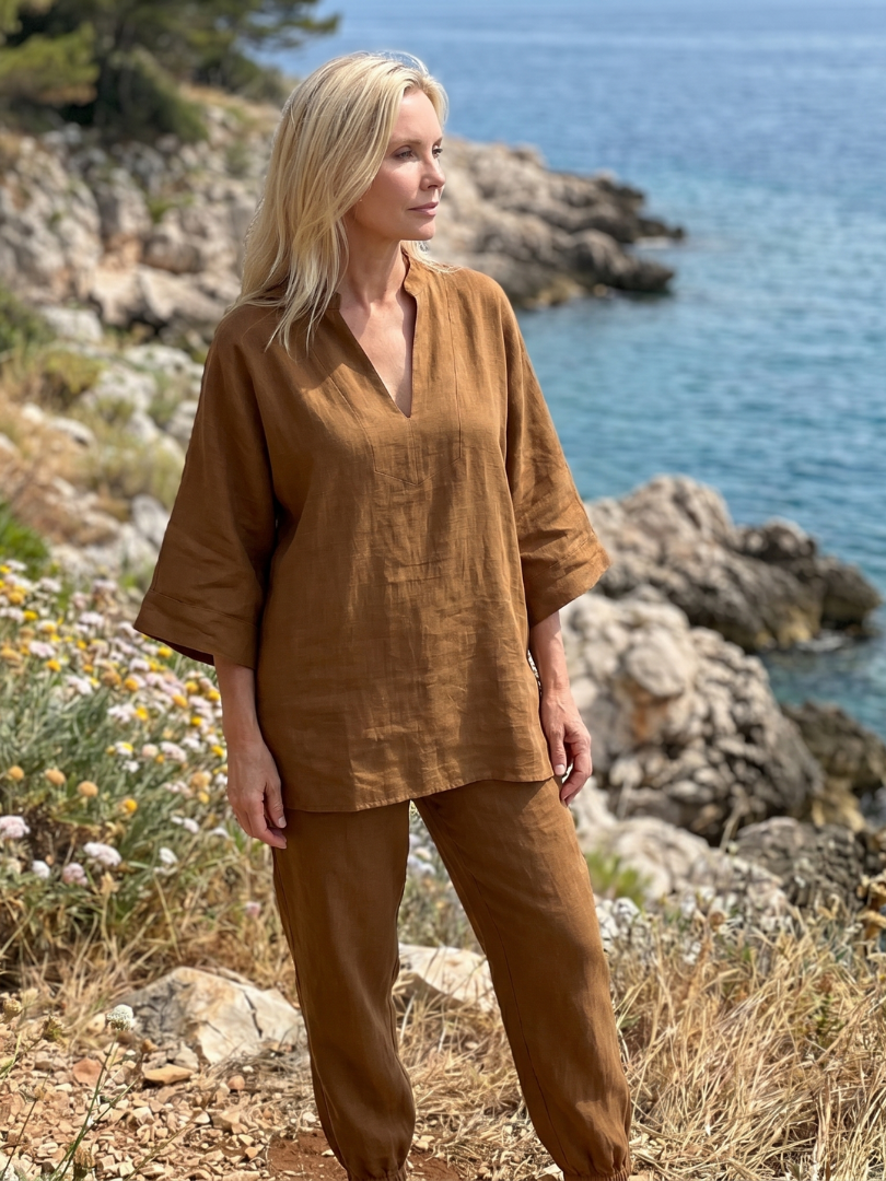 Seraphina | V-Neck Gathered Tunic & Trouser Co-ord Set