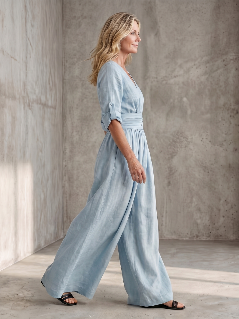 Alejandra | Cross Front Wide Leg Jumpsuit