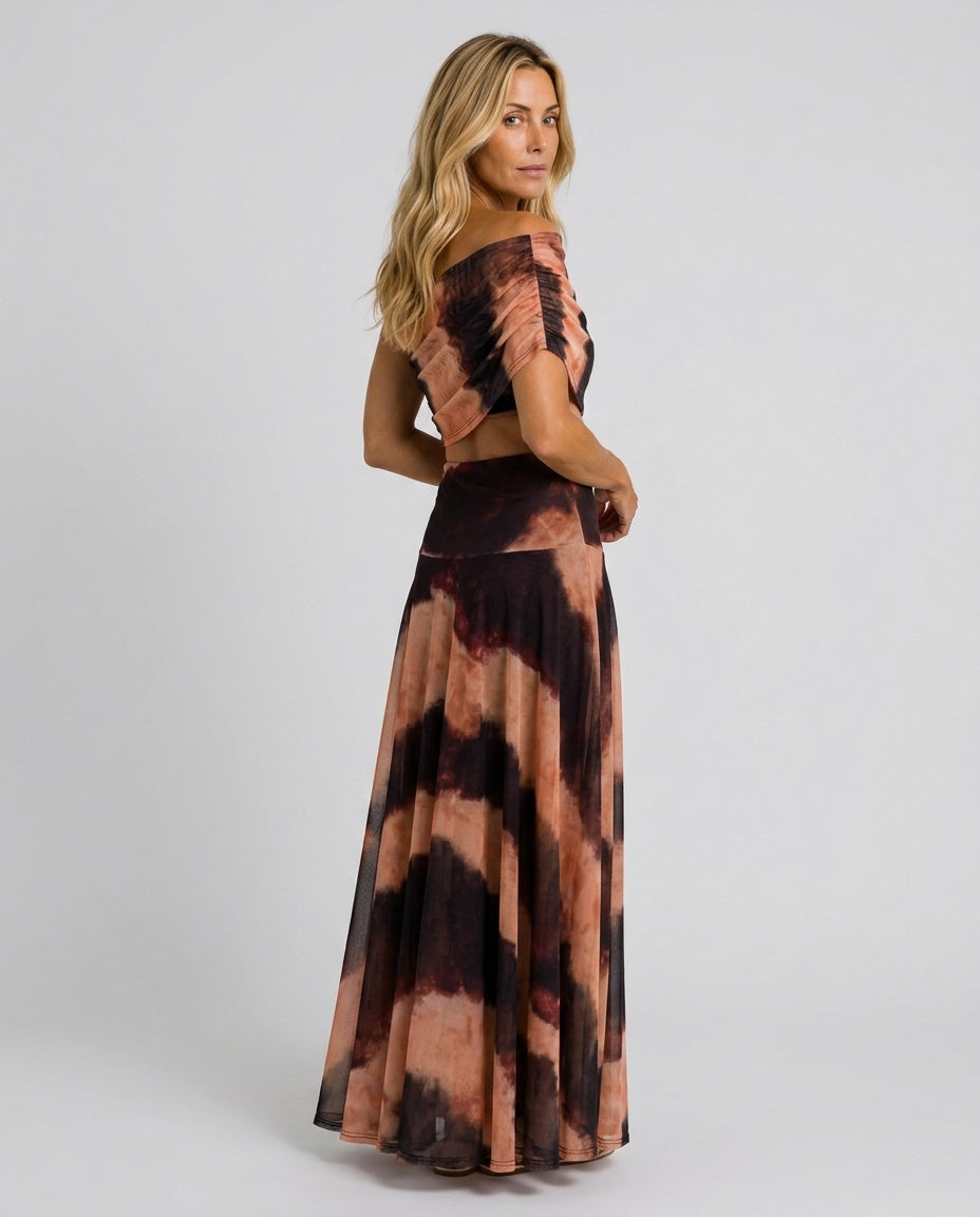 Nora | Off-Shoulder Gradient Print Maxi Dress
