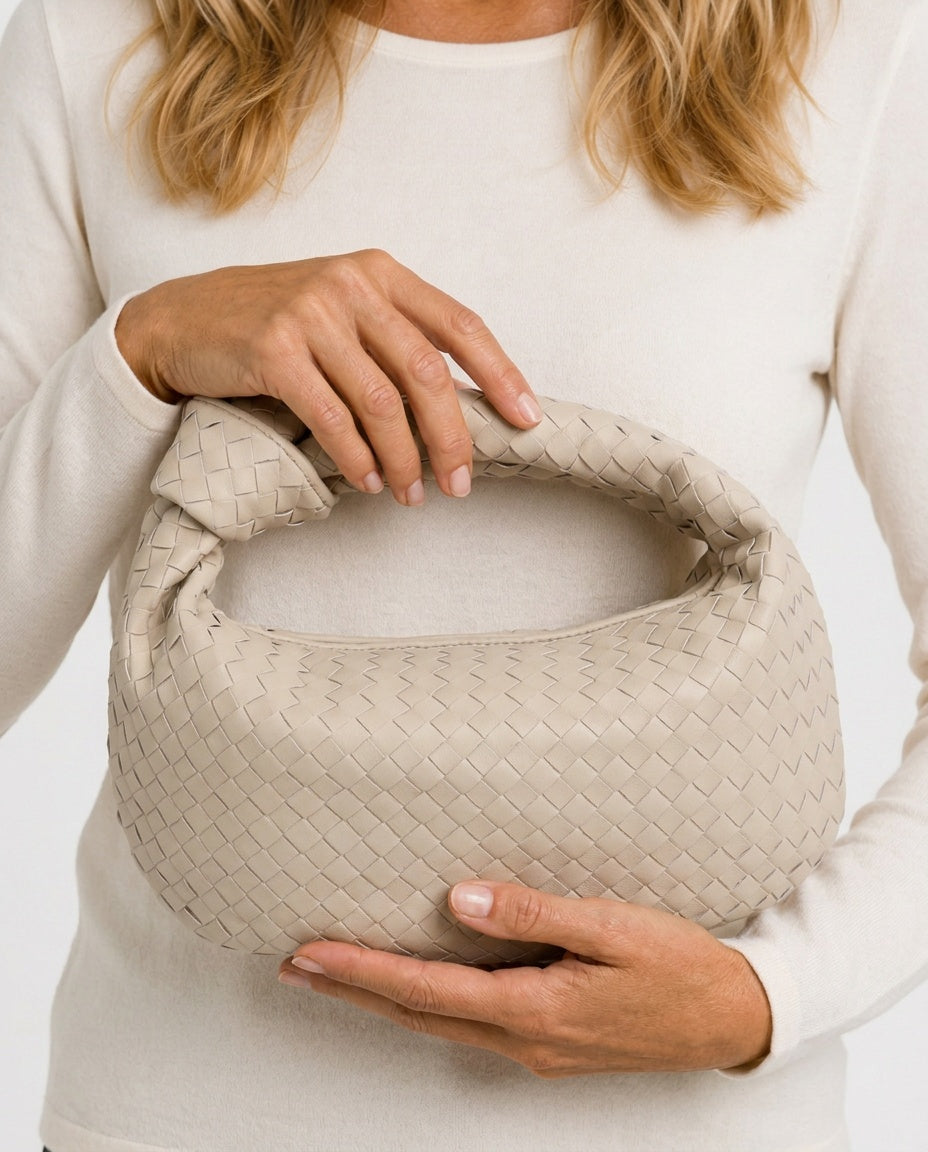 Woven Vegan Suede Knot Detail Bag