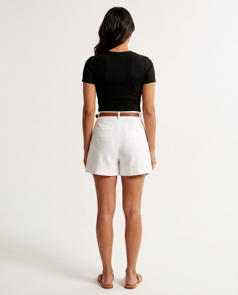 Winnie | Mid-Rise Pleated Front Shorts