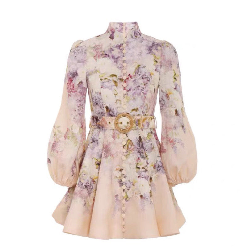 Romy | Floral Linen-Blend Mini Dress