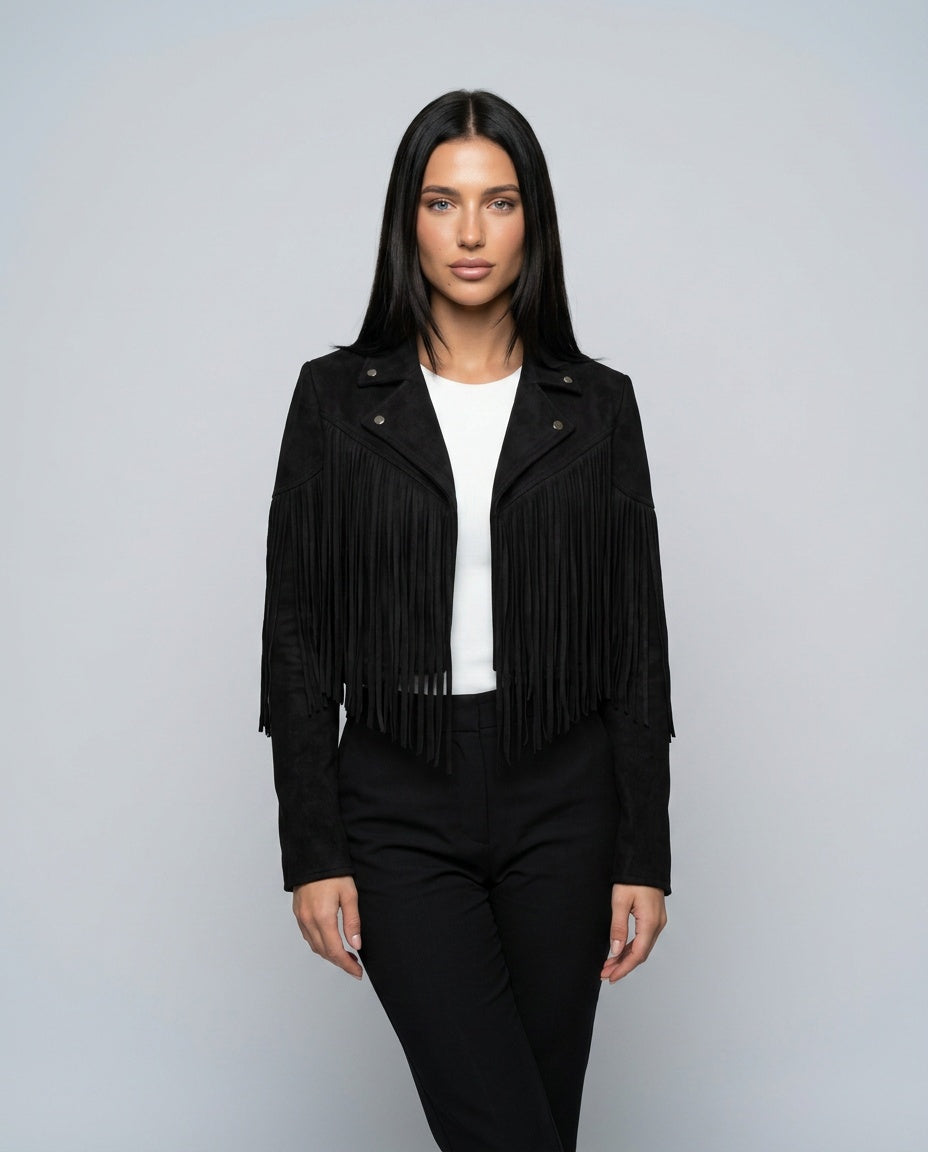 Hadley | Fringe Faux Suede Cropped Jacket