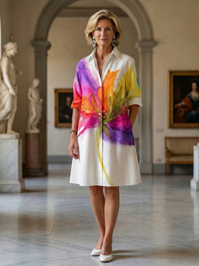 Opal | Painted Floral Midi Dress