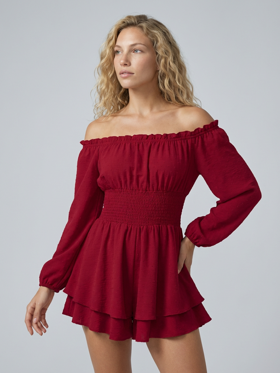 Arlena | Off-Shoulder Playsuit with Shirred Waist