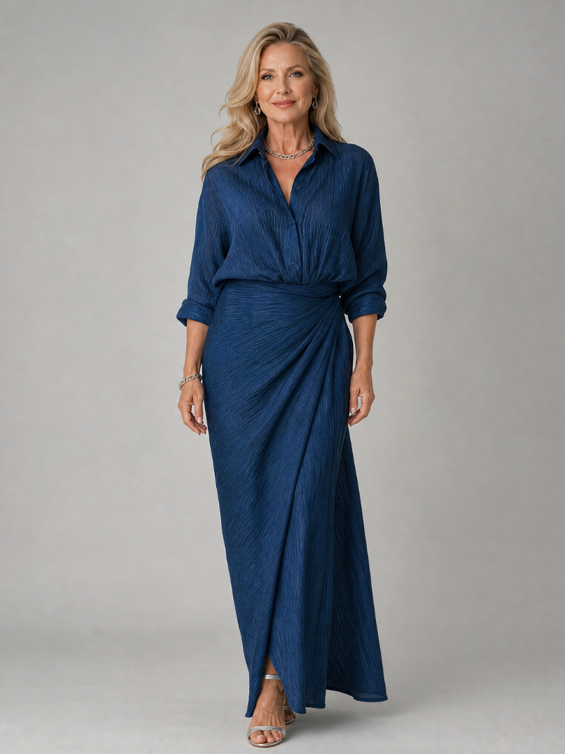 Rosa | Long Sleeve Wrap Front Maxi Dress