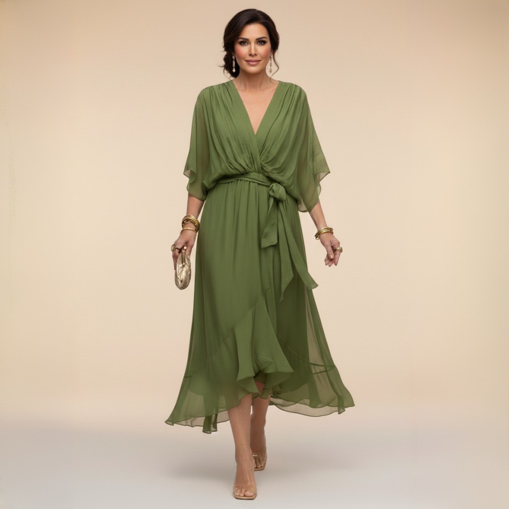 Senna | V-Neck Flowy Midi Dress