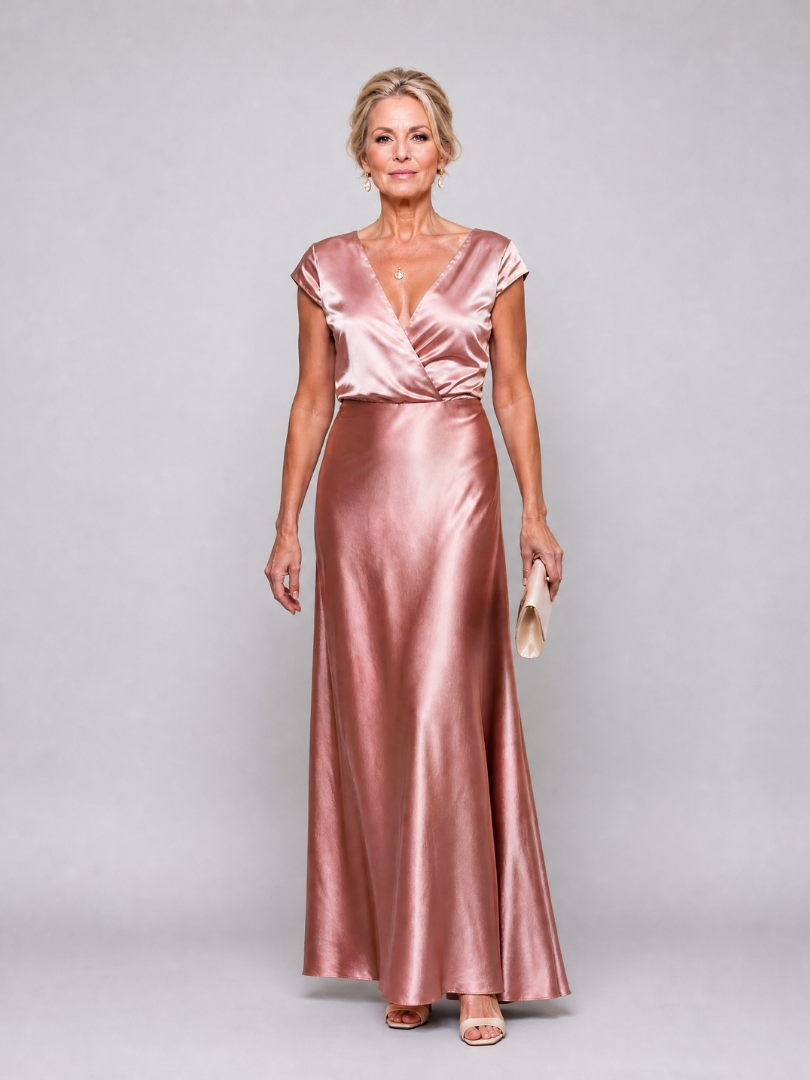 Adeline | Cap Sleeve Wrap Bodice Maxi Dress