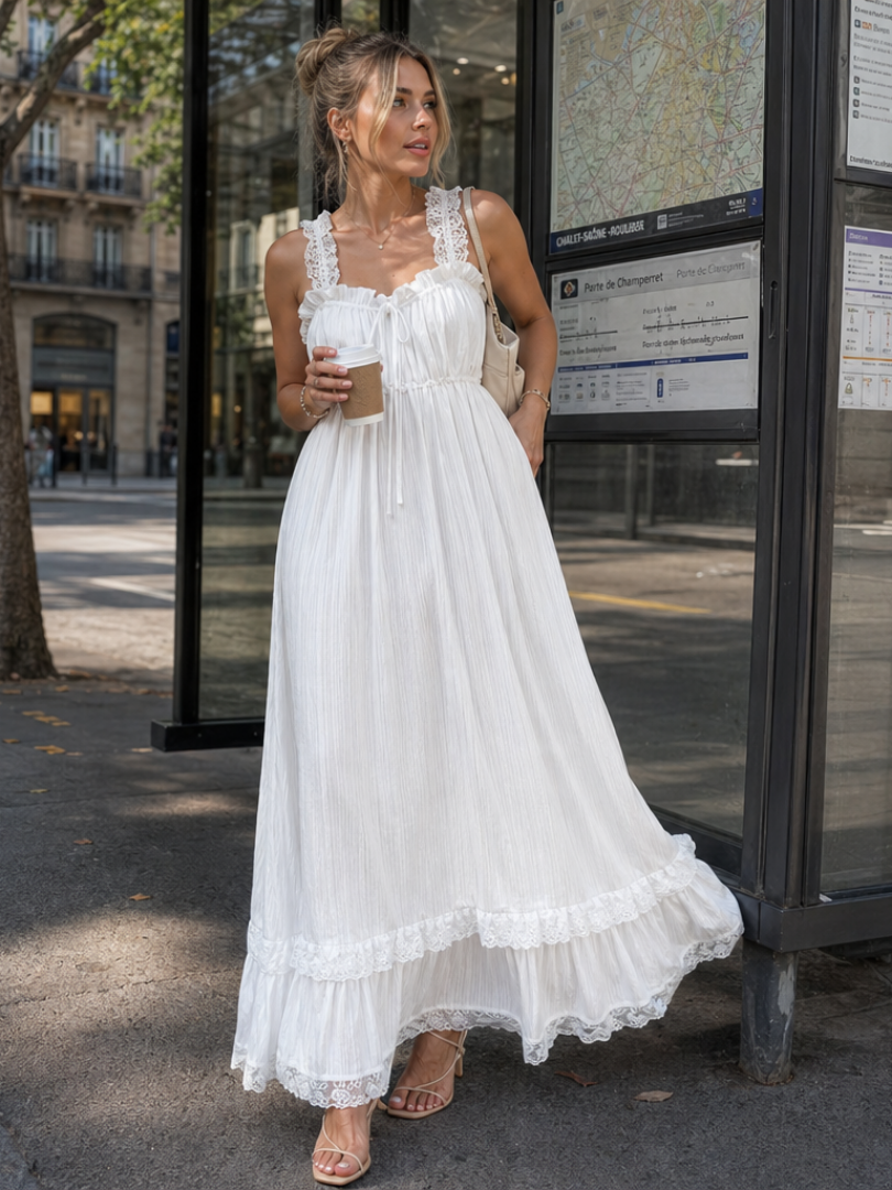 Tessa | Ruffle Strap Flowing Midi Dress