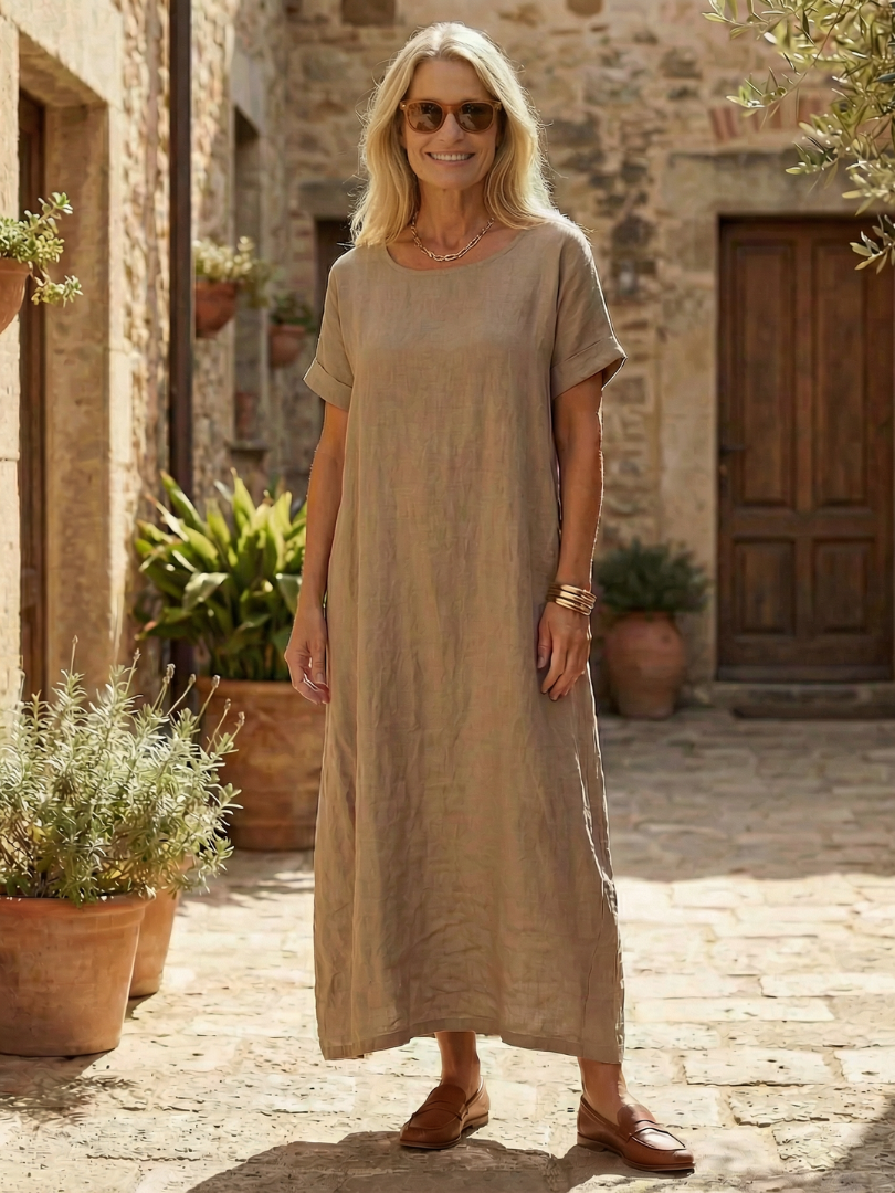 Colette | Relaxed Linen-Blend Midi Dress