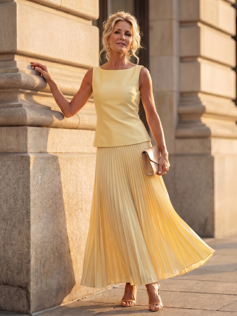 Mariana | Structured Bodice Pleated Midi Co-ord Set