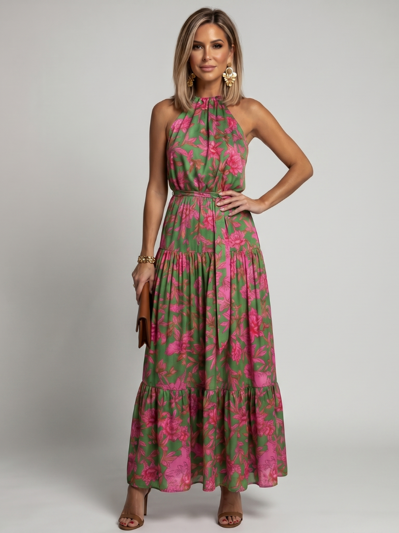Gemma | Draped Halter Midi Dress
