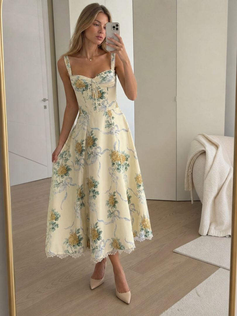 Jimena | Soft Corset Structured Bodice Midi Dress