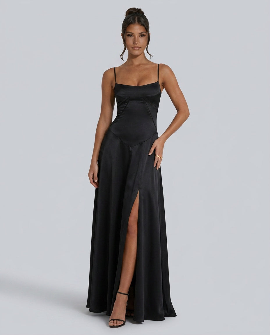 Cleo | Lace-Up Corset Maxi Dress