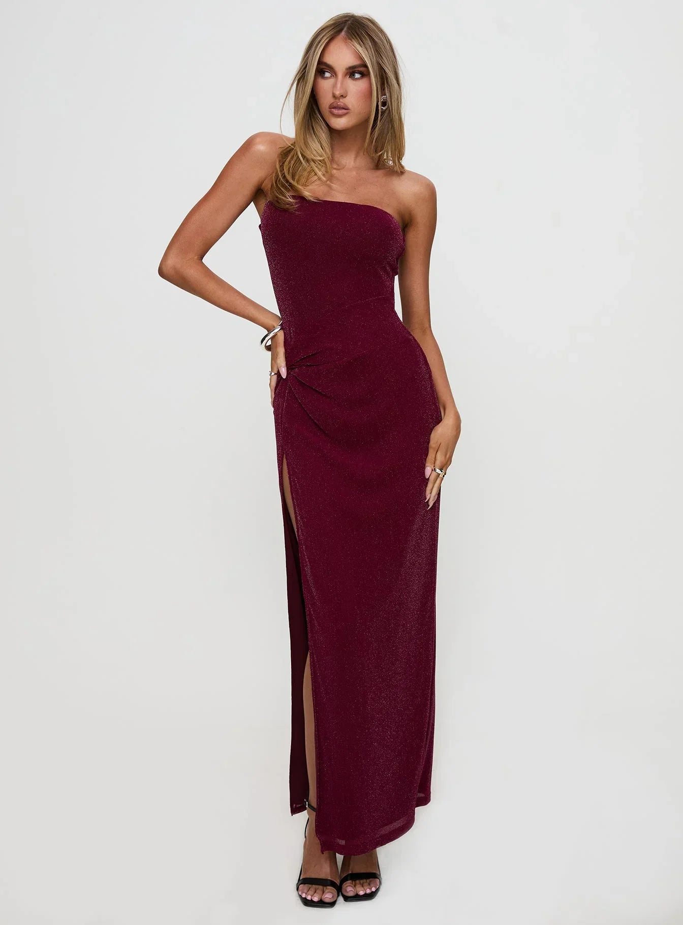 Lucia | Strapless Sequin High-Split Maxi Dress
