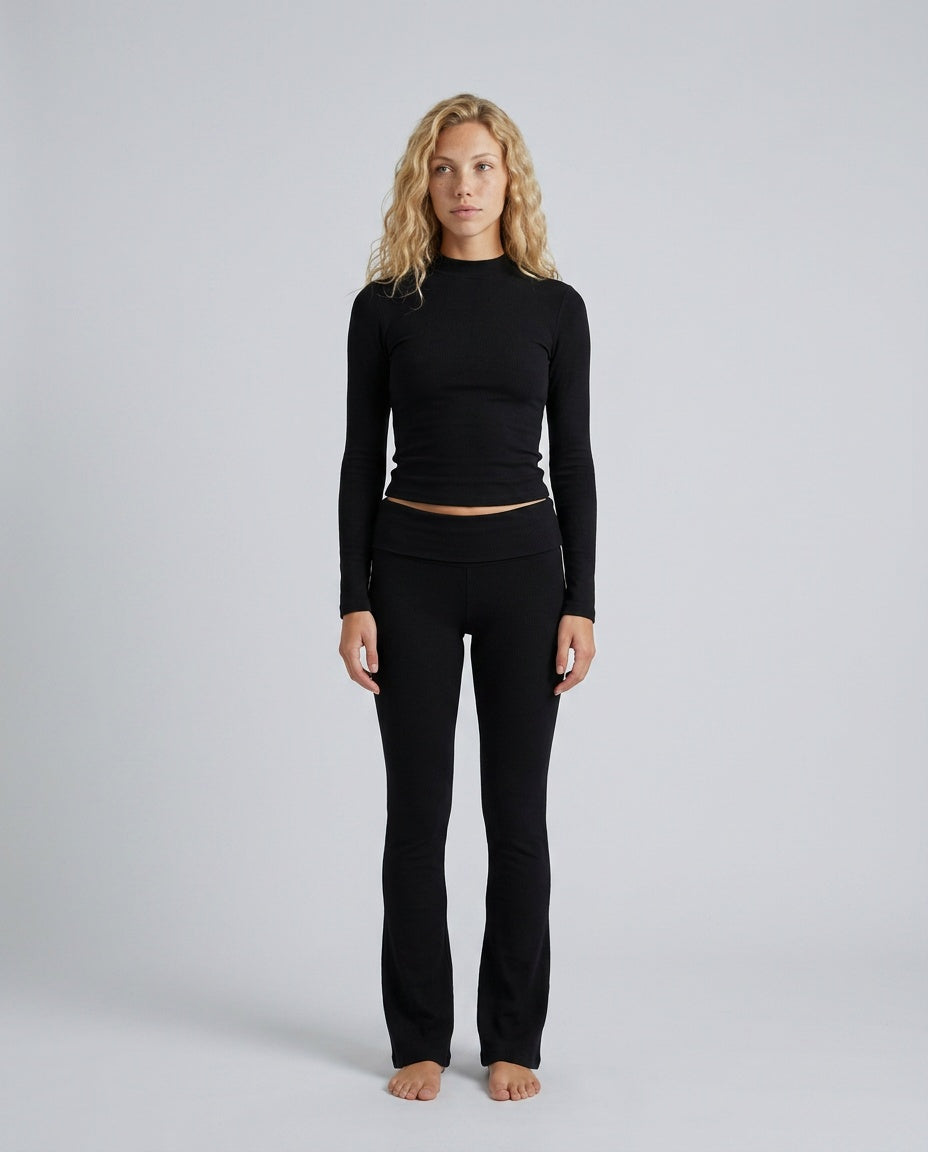 Florencia | Long Sleeve Crop Top & Flared Trouser Knit Set