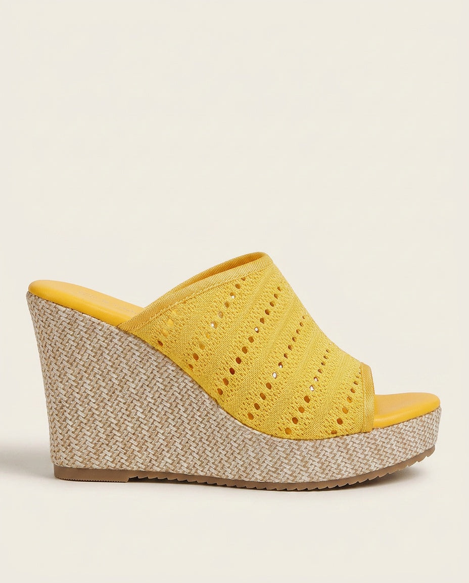 Rocio | Perforated Knit Espadrille Wedge Sandals