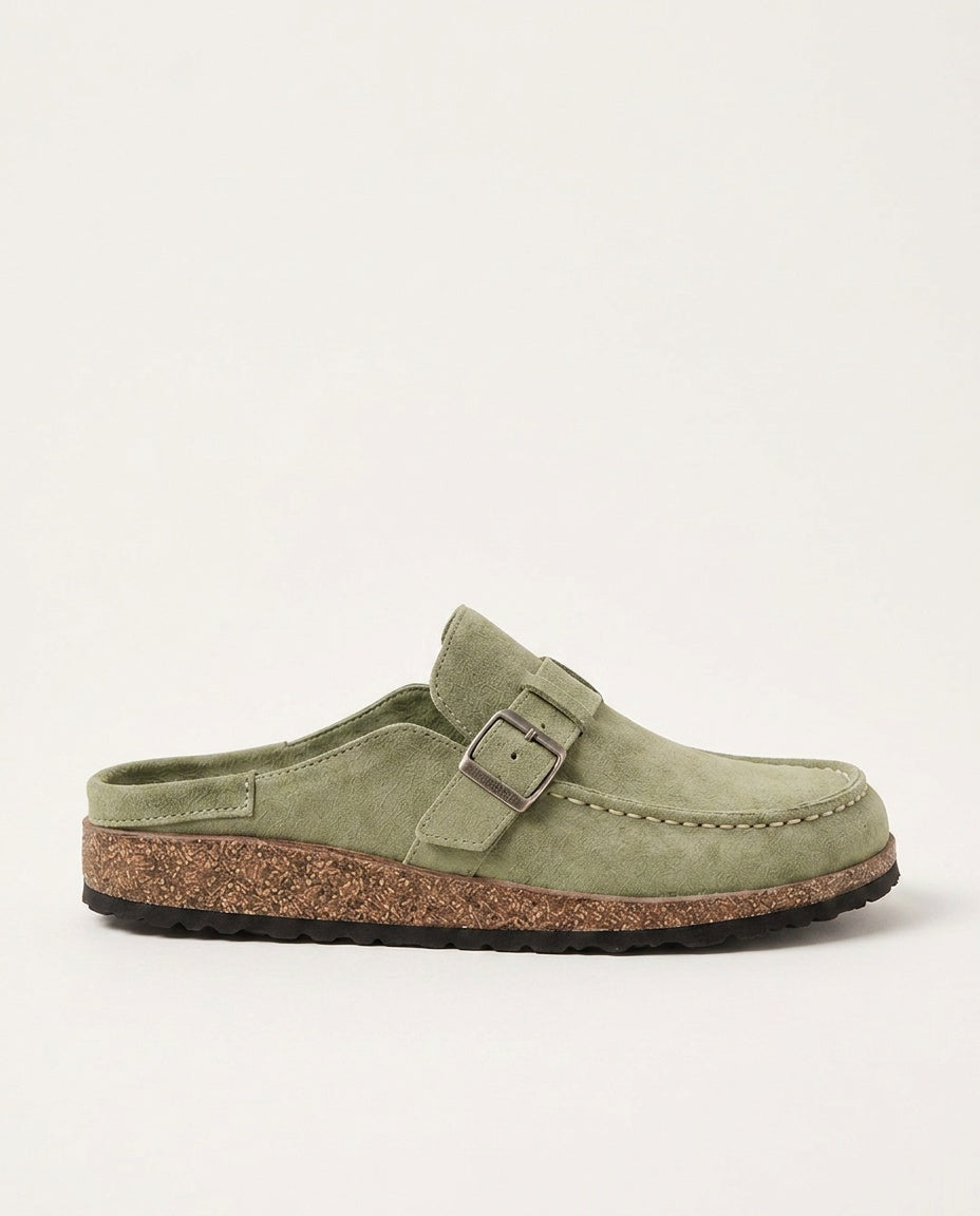 Maeve | Slip-On Buckle Detail Closed Toe Mule Clogs