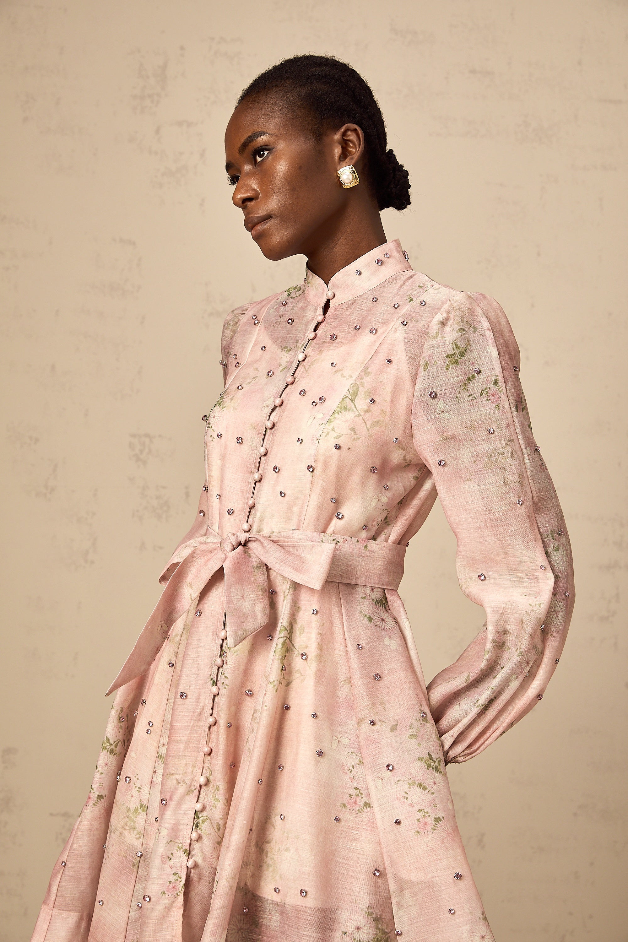 Ellie | Crystal Embellished Floral Print Mini Dress
