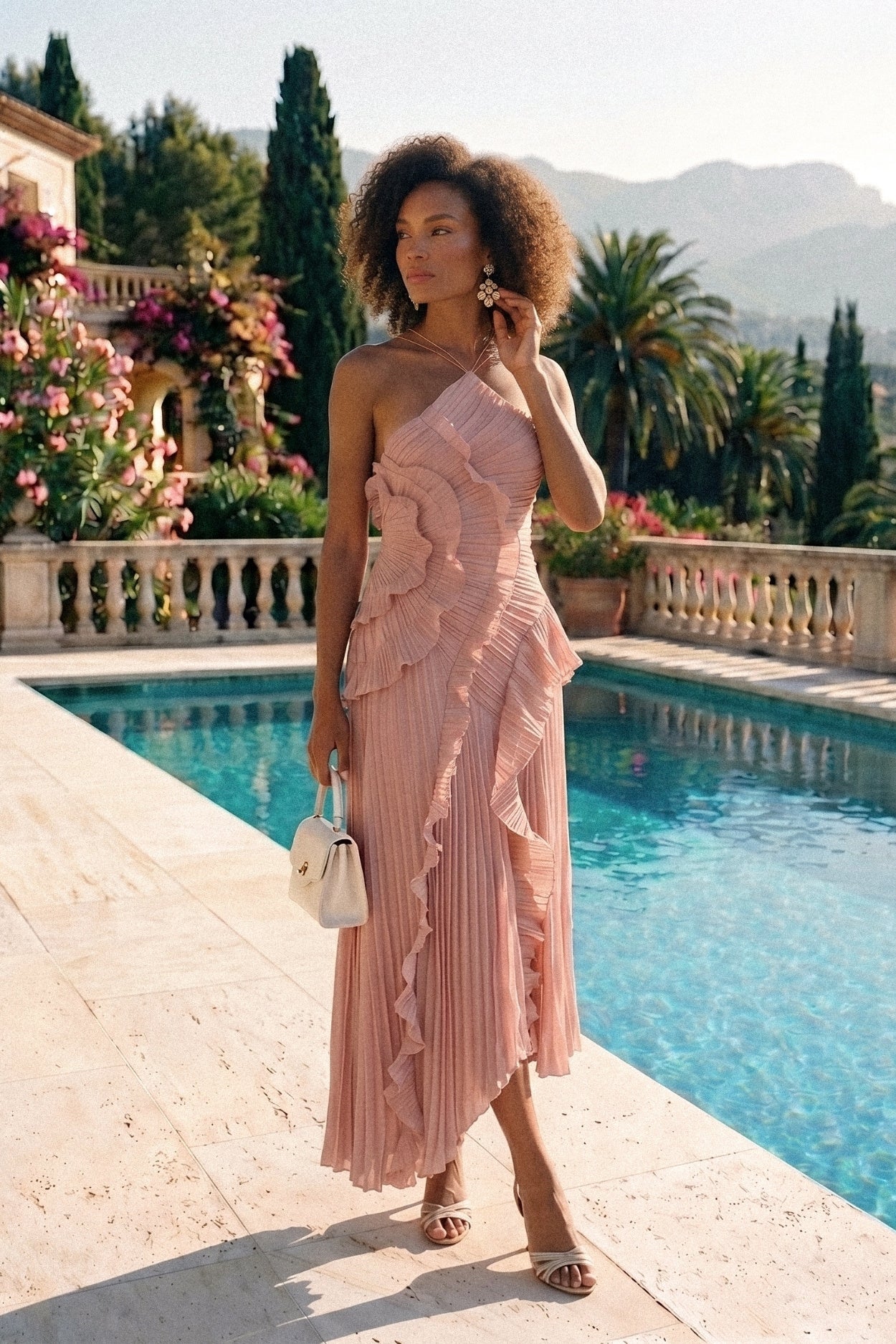 halter ruffle midi dress Mika Ruffle Halter Midi Dress