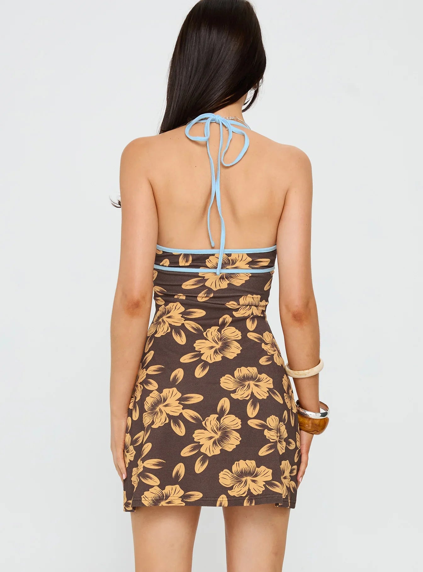 Anais | Ruched Floral Halter Mini Dress