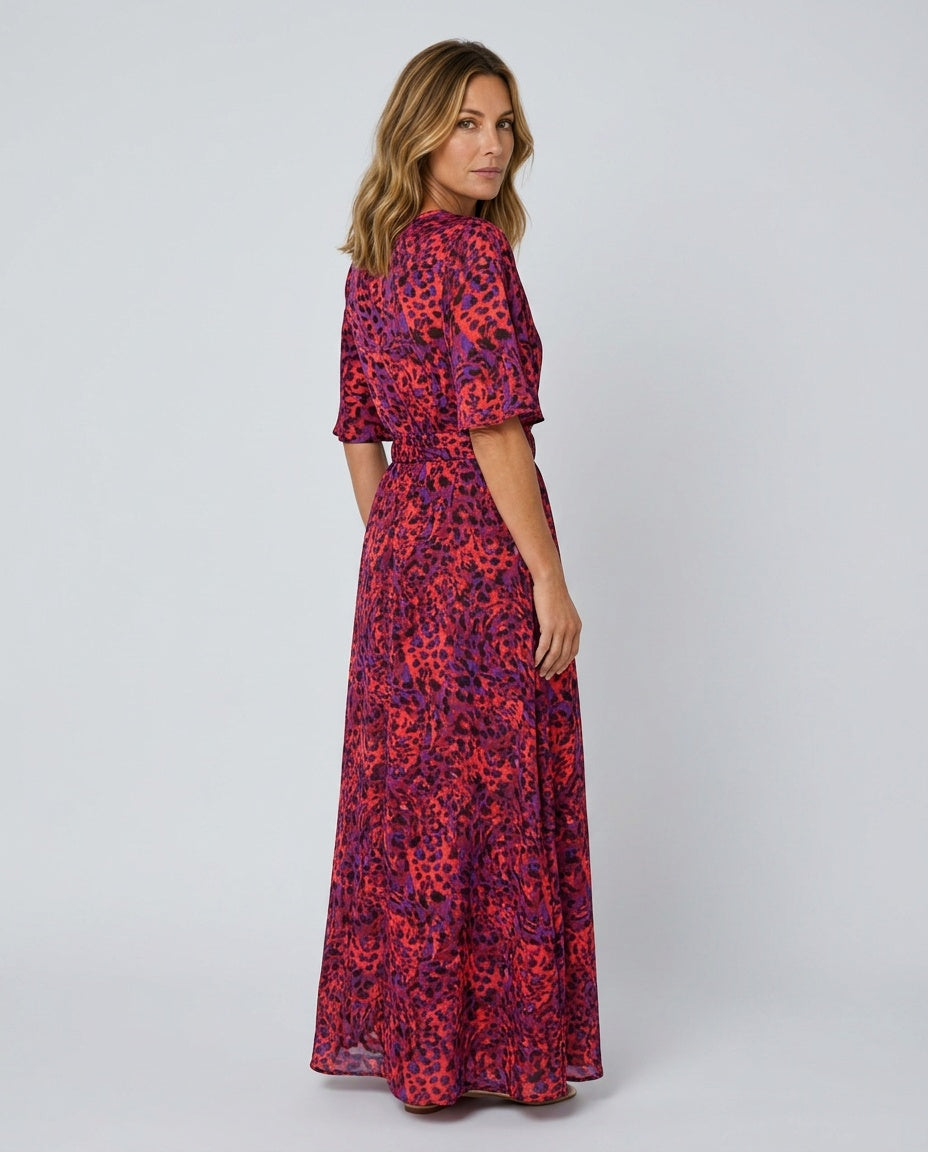 Rocio | Printed Wrap Short Sleeve Maxi Dress