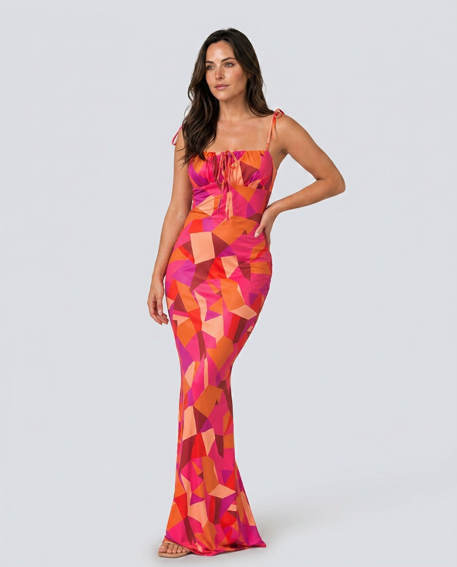 Maeve | Floral Print Bow Detail Maxi Dress
