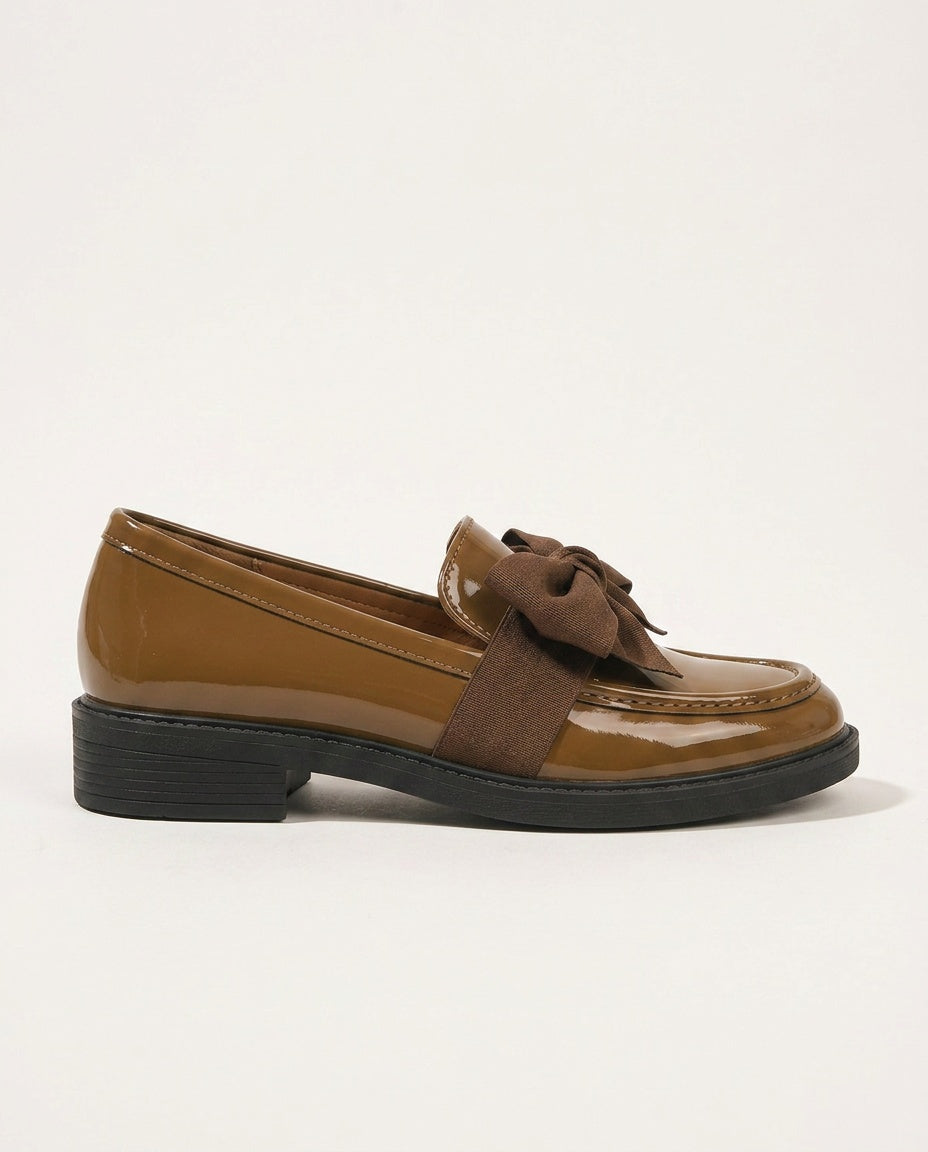 Emerson | Bow Detail Leather-Look Loafers