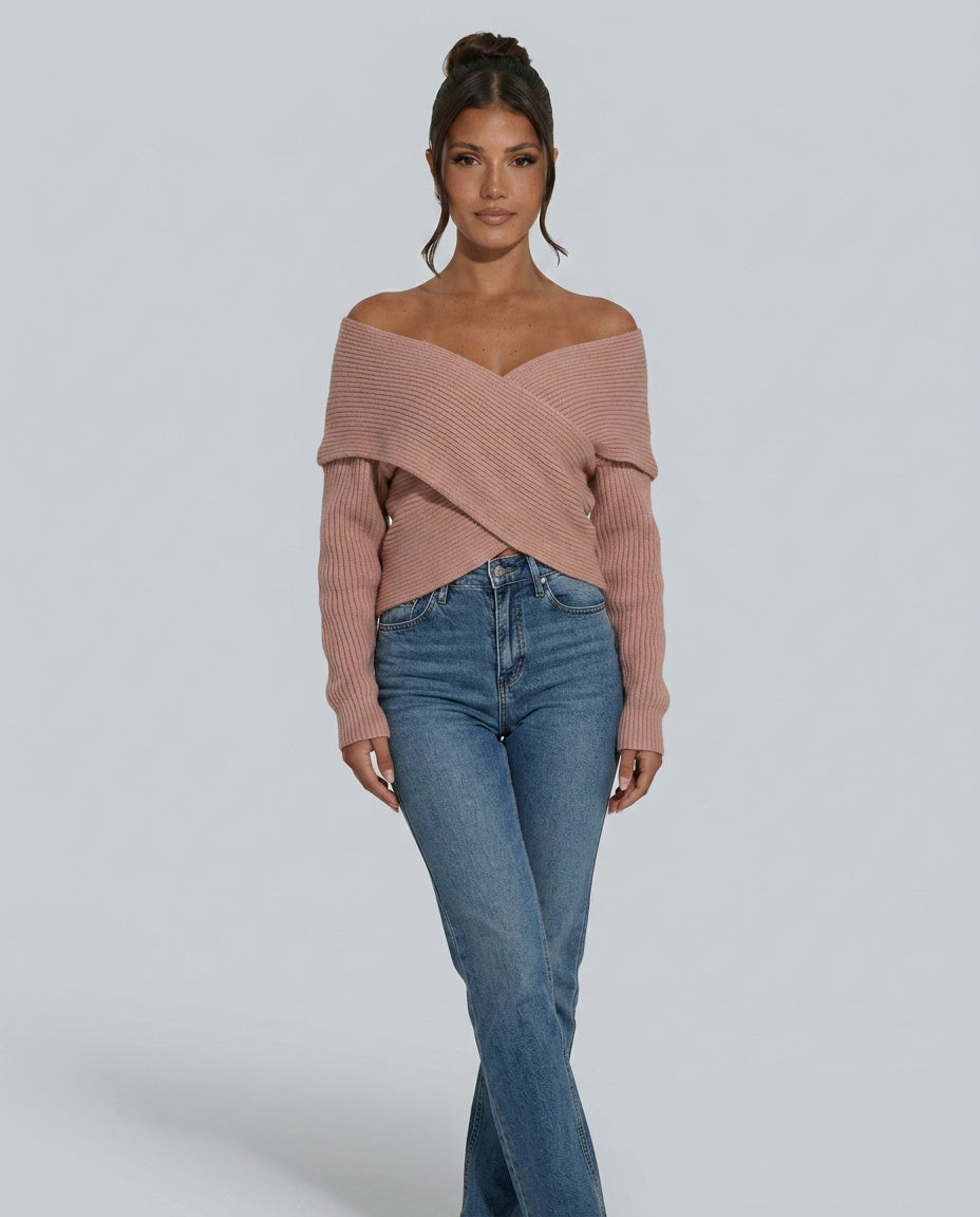 Lorena | Cropped Off-Shoulder Knit Cardigan