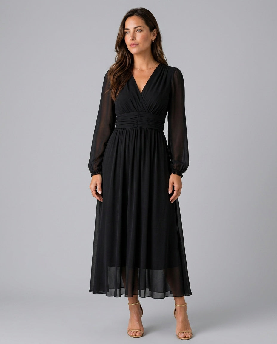 Edda | Adjustable Waist Wrap Midi Dress