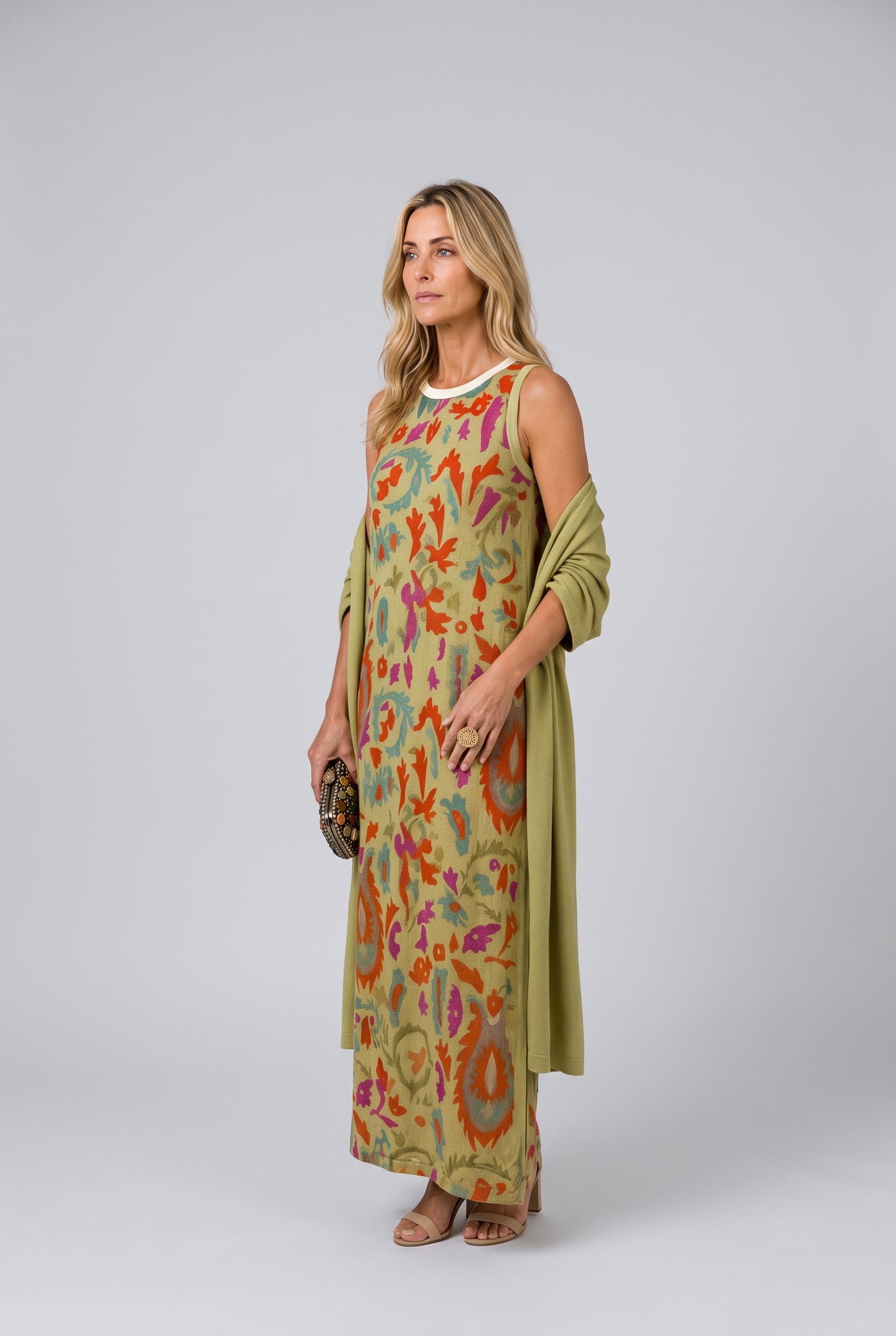 Yara | Maxi Dress with Matching Open Front Coat