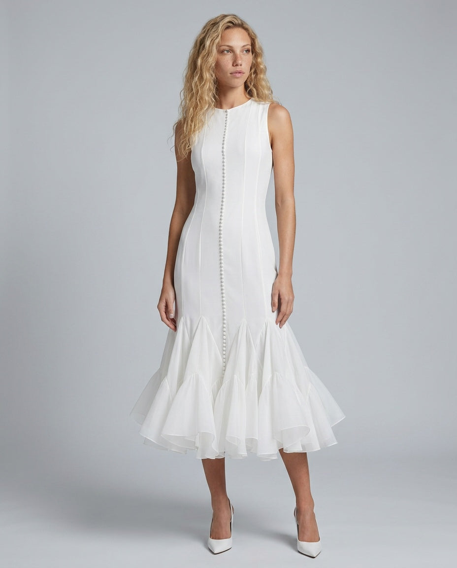 Estrella | Asymmetric Button-Front Midi Dress
