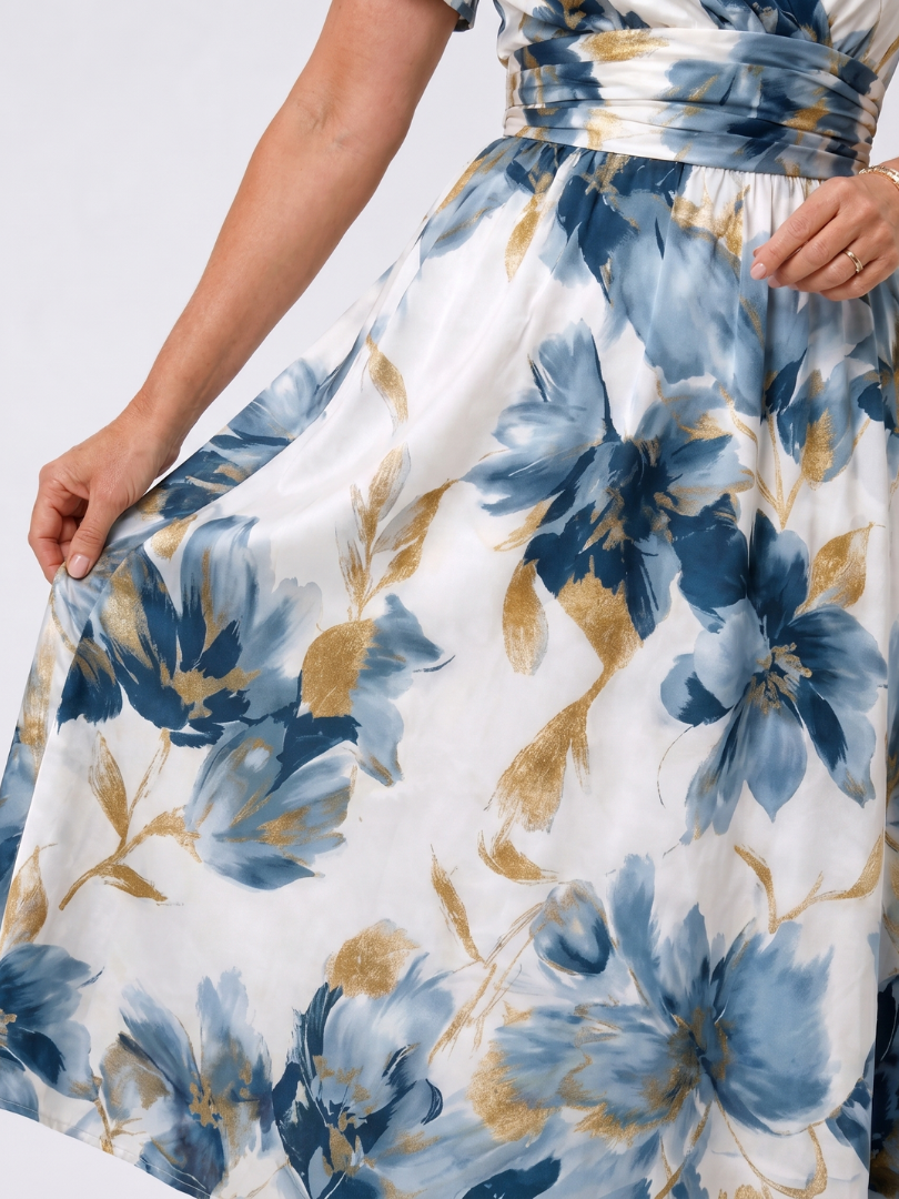 Margot | Floral Print Short Sleeve Wrap Midi Dress