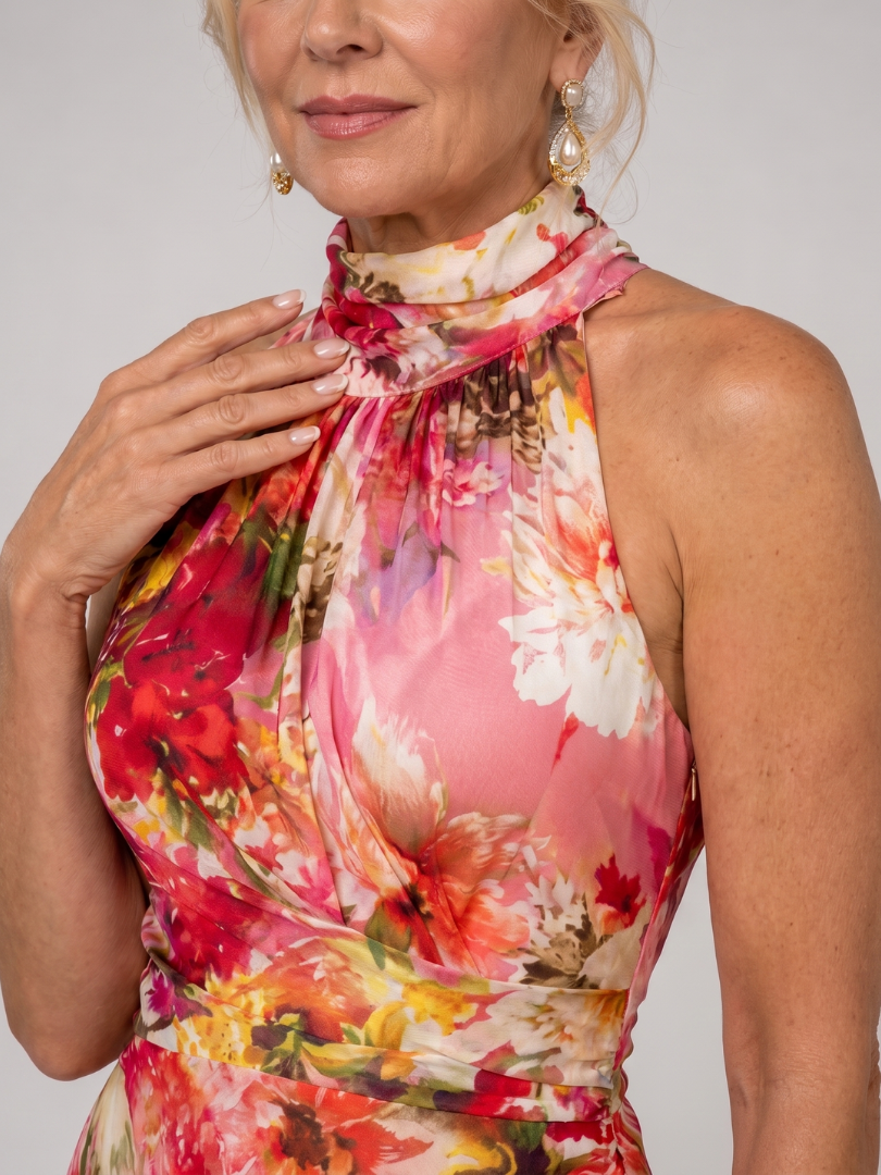 Lenna | Halter Neck Floral Print Maxi Dress