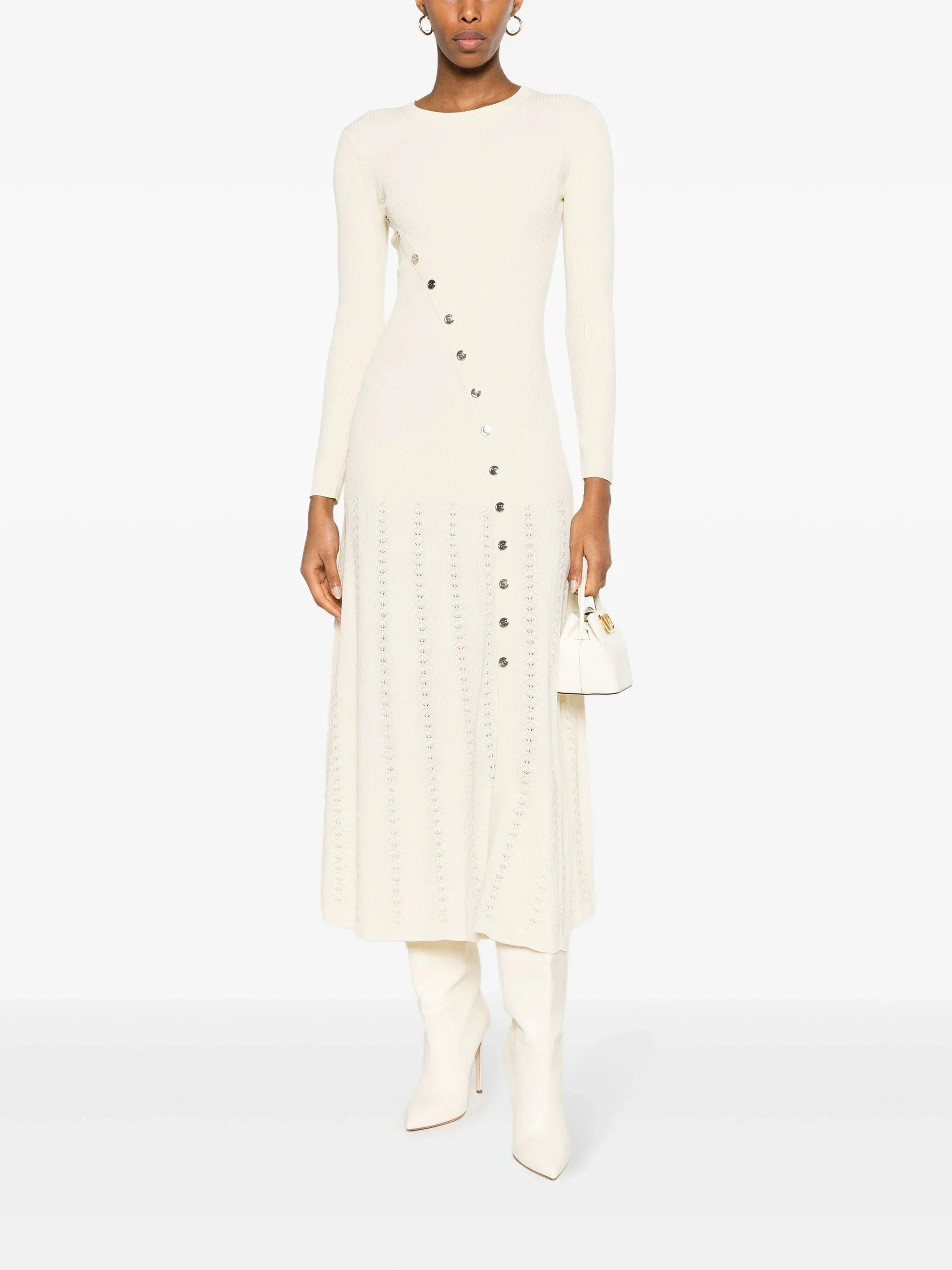 Mariana | Button-Front Ribbed-Knit Midi Dress