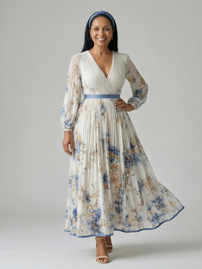 Anouk | Pleated Wrap Midi Dress