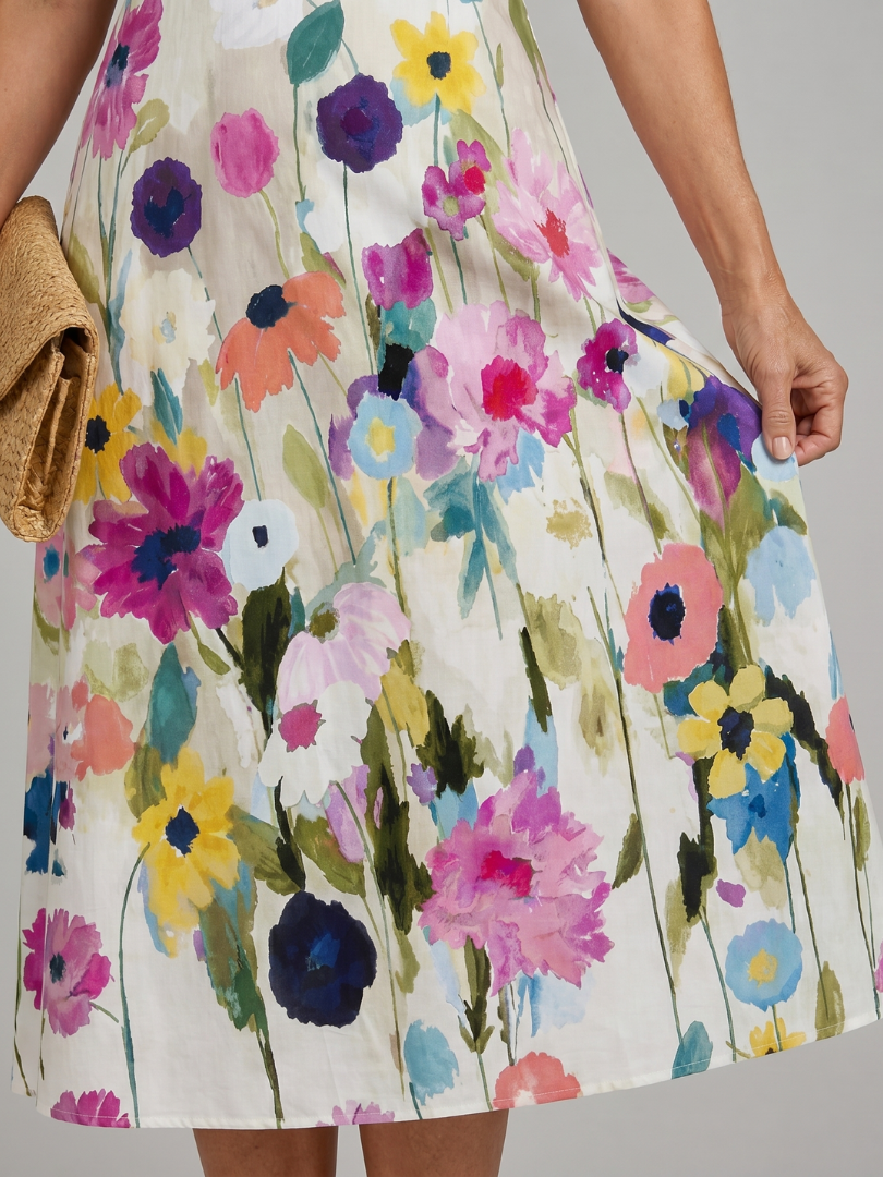 Florie | Floral Print Sleeveless Midi Dress